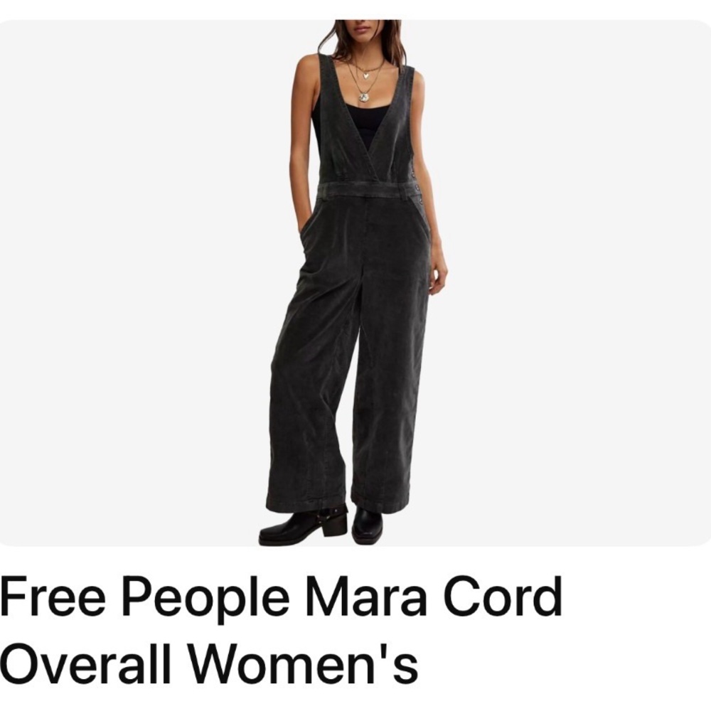 Free People Charcoal Cord Overalls